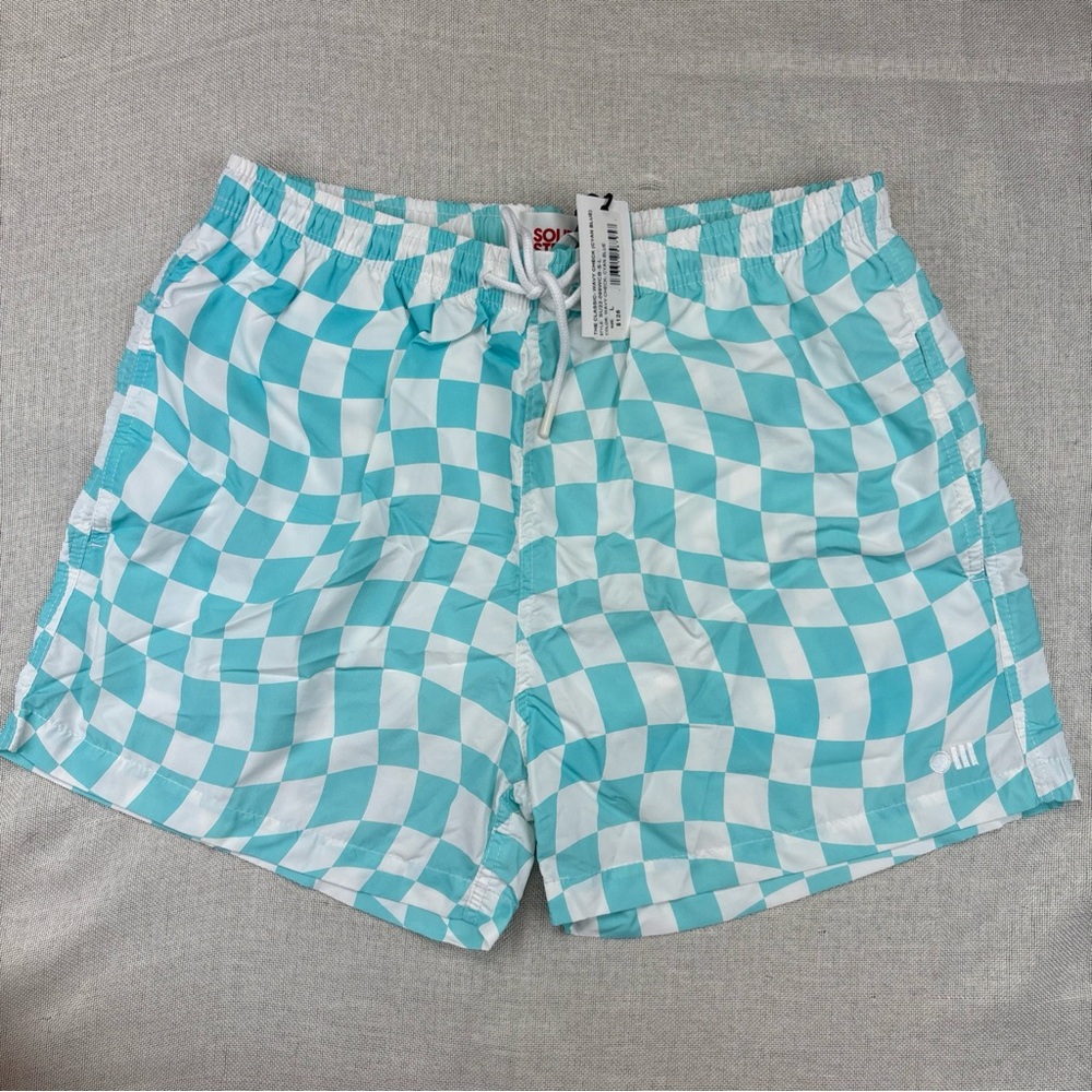 Bloomie's Wavy Check Swim Trunks L
